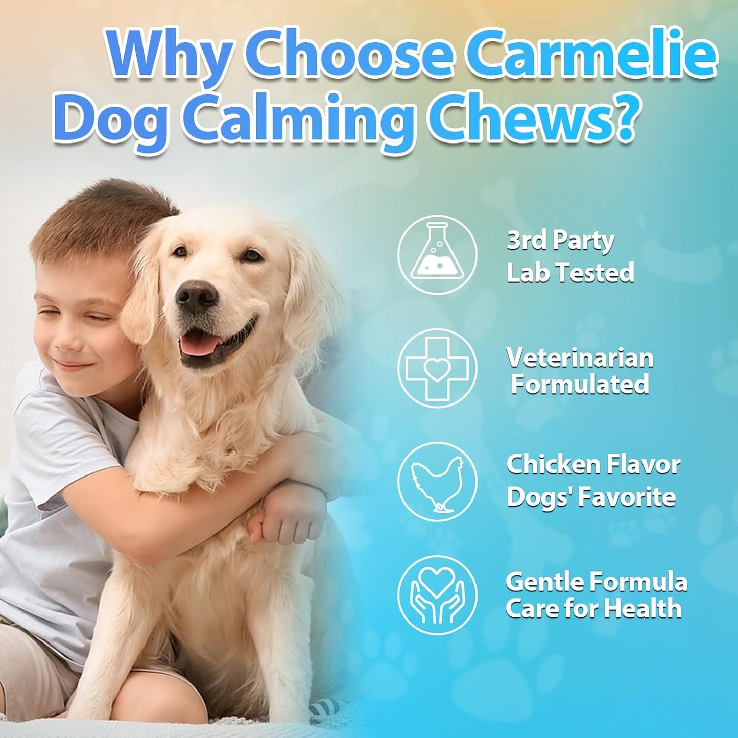 Carmelie Calming Treats for Dogs - 200 Count Calming Dog Treats -Alternative Calming Chews for Dog Reduce Stress, Fear, Separation Anxiety - Natural Valerian Root, L-Tryptophan - Chicken Flavor