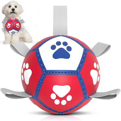 HETOO Dog Balls, Dog Football Toys with Webbing, Interactive Dog Ball Toys for Touring, Durable High Bounce Floating Dog Toy Balls for Dog Birthday Gifts Indoor & Outdoor Medium (6 Inch)