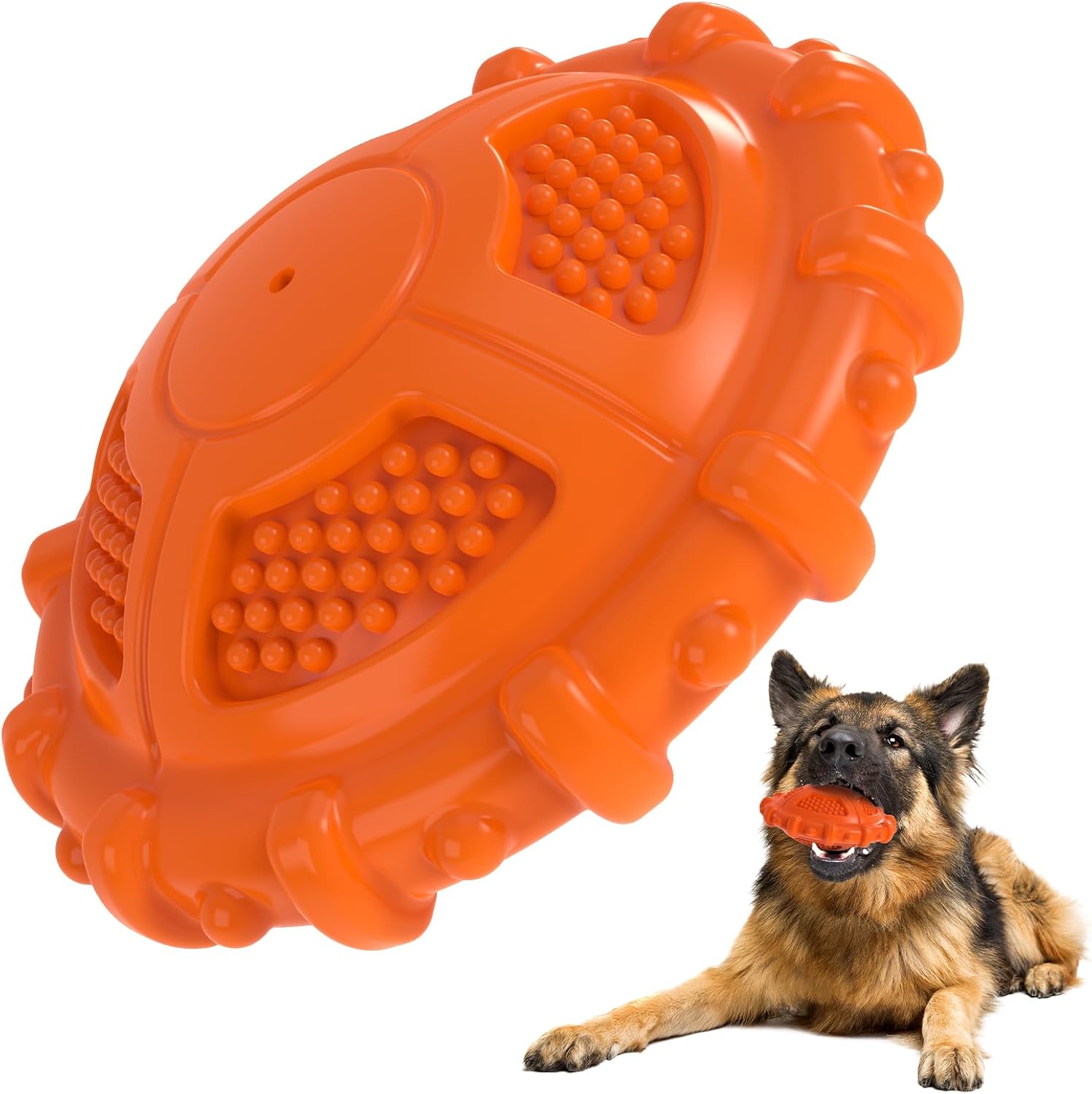 MASBRILL Dog Toys Indestructible, Squeaky Chew Toy for Aggressive Chewer, Tough Pet Toys for Boredom Small Medium Large Breeds, Milk Flavor Interactive Dog Teething for Birthday Present,Orange
