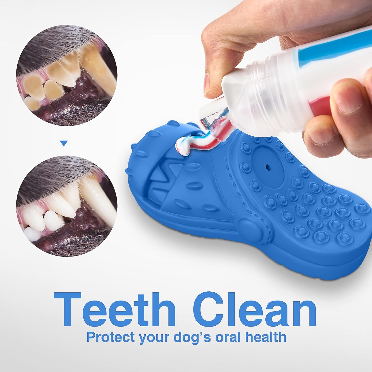 RUXAN Dog Chew Toys Indestructible - Squeaky Interactive Dog Toys for Teeth Cleaning, Rubber Dog Chew Toy with Beef Flavor for Small Medium Large Aggressive Chewers