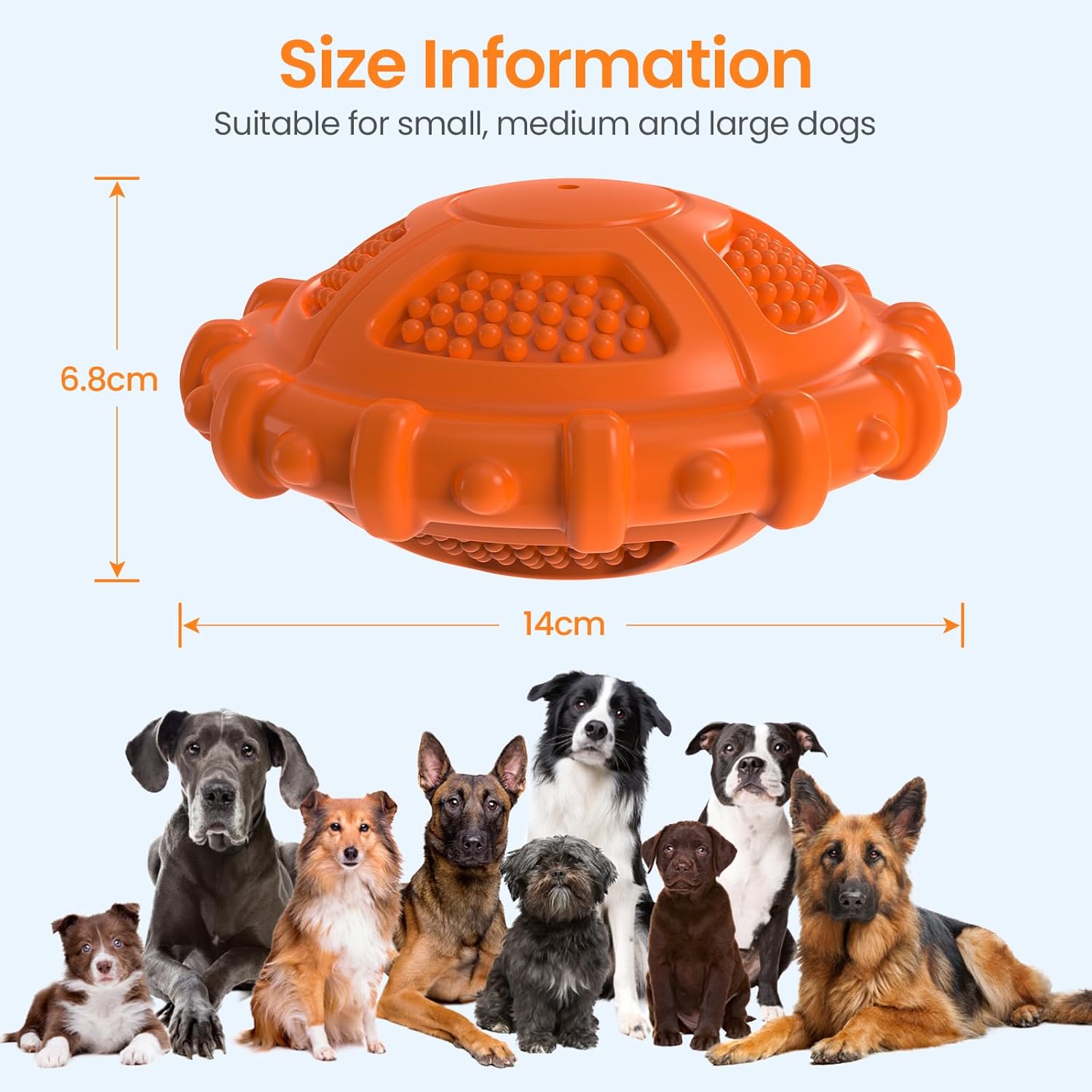 MASBRILL Dog Toys Indestructible, Squeaky Chew Toy for Aggressive Chewer, Tough Pet Toys for Boredom Small Medium Large Breeds, Milk Flavor Interactive Dog Teething for Birthday Present,Orange