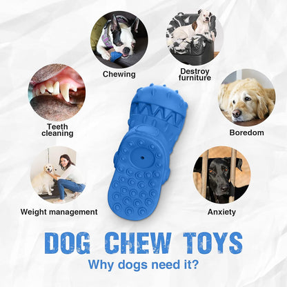 RUXAN Dog Chew Toys Indestructible - Squeaky Interactive Dog Toys for Teeth Cleaning, Rubber Dog Chew Toy with Beef Flavor for Small Medium Large Aggressive Chewers