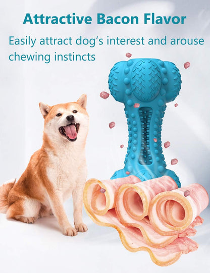 SCHITEC Dog Chew Toy, Indestructible Tough Squeaky Pet Chew Toy for Aggressive Chewers, Durable Natural Rubber Bone with Toothbrush, Large Medium Breed Teeth Cleaning Care