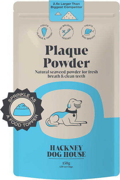 Plaque Off Seaweed Powder for Dogs (150 grams) | Natural Kelp | Plaque & Tartar Remover for Dogs | Naturally Freshens Breath | Dental Powder | Fights Teeth & Gum Disease | 120 Servings