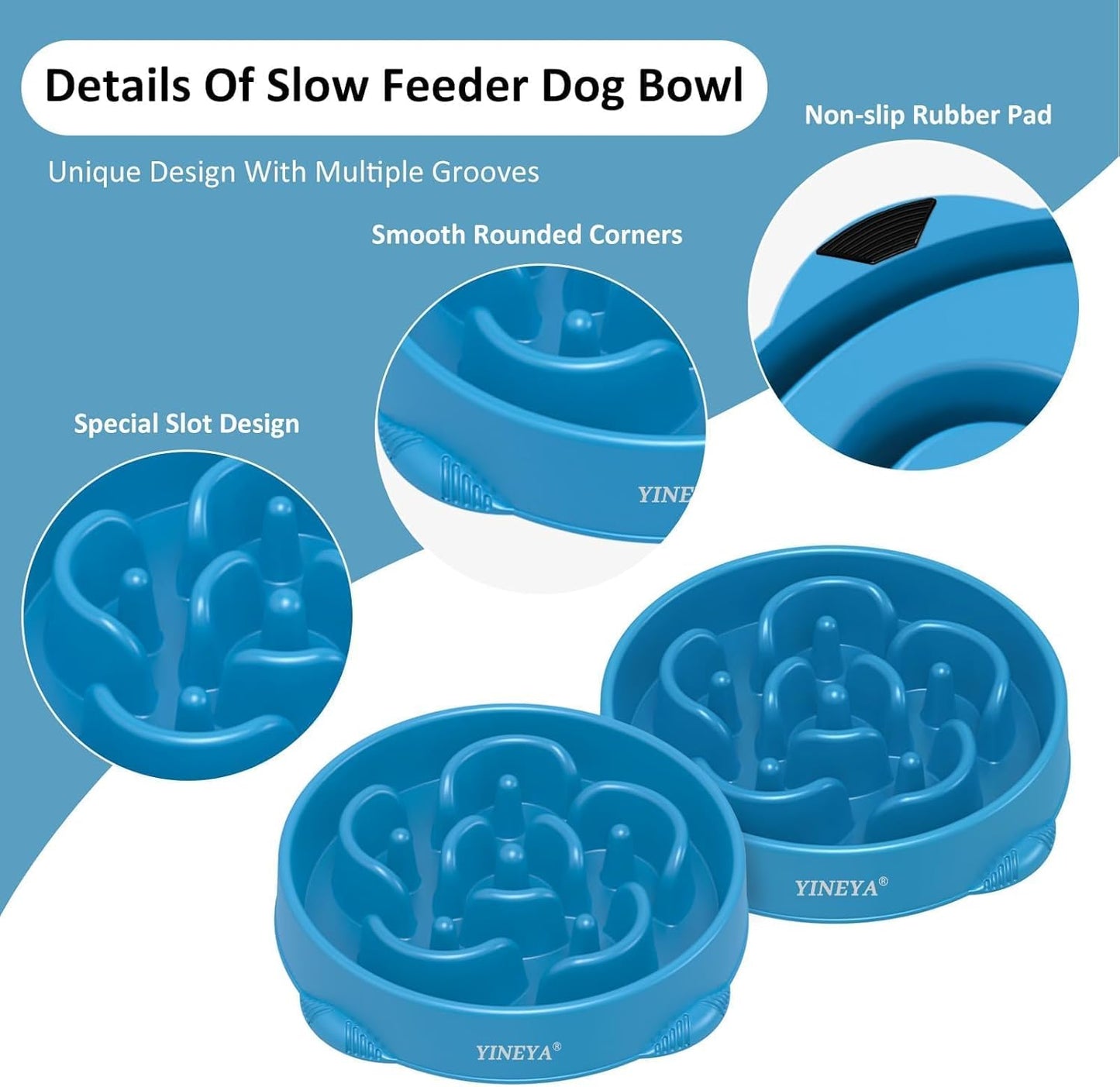 YINEYA 4 Cups Slow Feeder Dog Bowls Large Breed, Anti-Choking Pet Supplies, Maze Dog Food Bowl, Puzzle FeederThat Slow Down Eating
