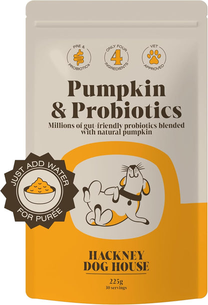 Probiotics & Pumpkin For Dogs | Real Pumpkin Purée Powder + Pre & Probiotic Blend | Dog Probiotics For Gut Health | 225 grams | 45 Daily Servings
