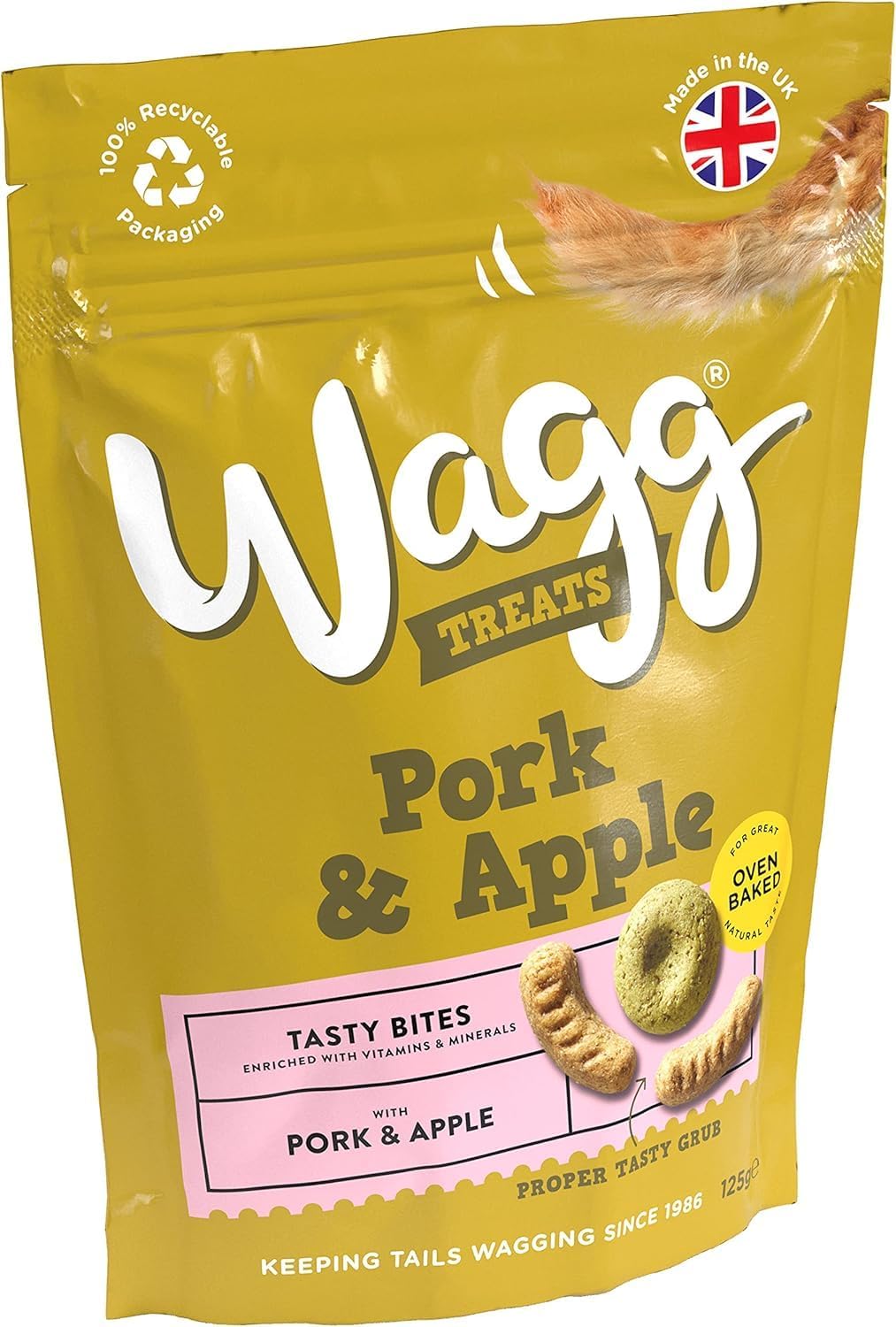 Wagg Tasties Tasty Bites Pork & Apple Dog Treats 125g (Pack of 7) - Oven Baked