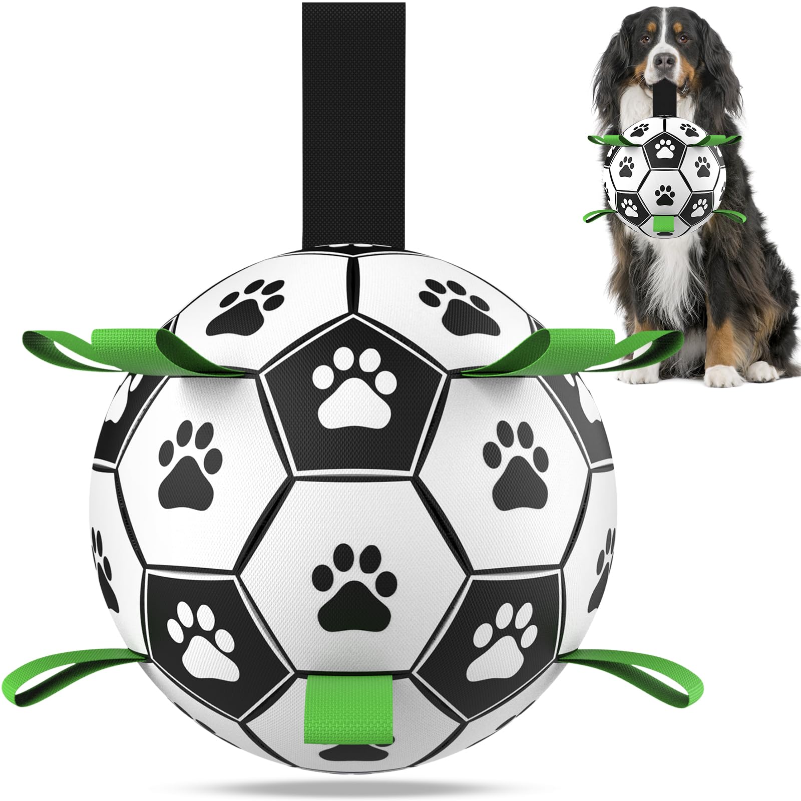 HETOO Dog Soccer Ball, Interactive Dog Toys for Doggies, Durable Dog Balls for Small & Medium Dogs Red White (6 inch)