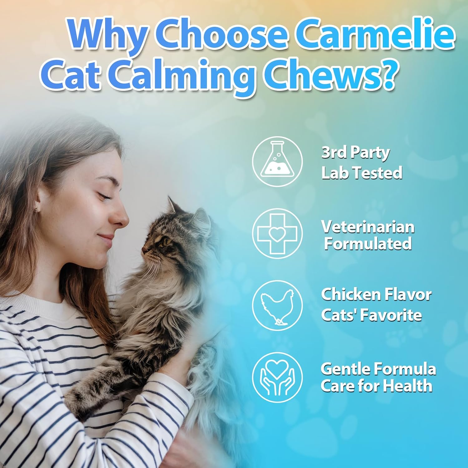 Carmelie Calming Treats for Cat- 200 Count Calming Cat Treats - Natural Cat Calming Support for Anxiety, Stress Relief - Chamomile, Valerian Root, L-Tryptophan - Chicken Flavor