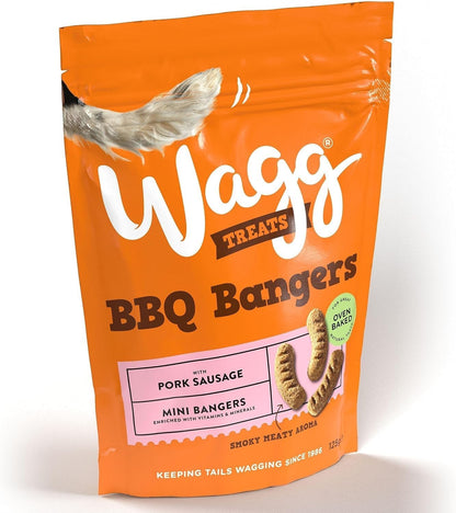 Wagg BBQ Bangers Pork Sausages Dog Treats 125g (Pack of 7) - Oven Baked
