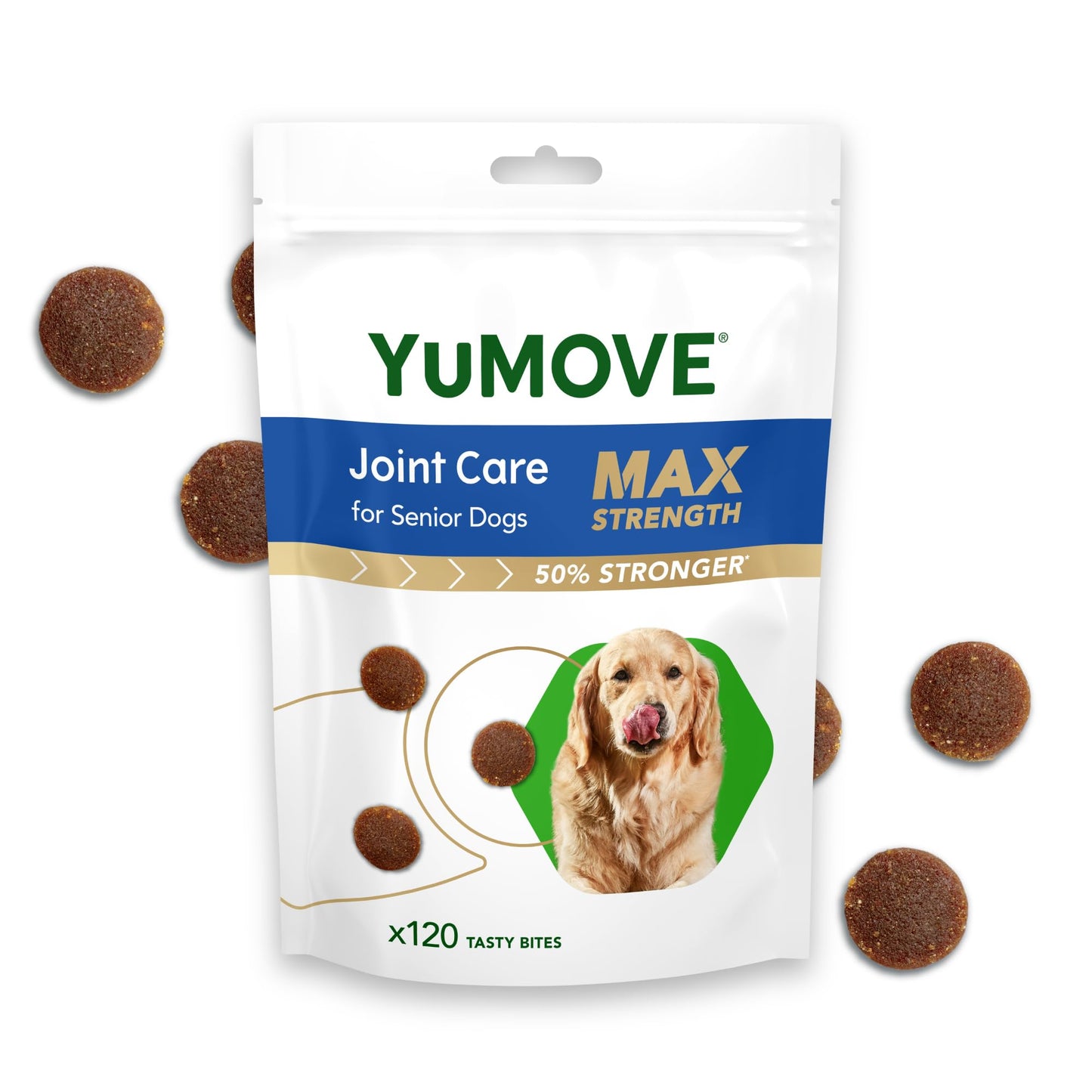 YuMOVE Max Strength Joint Supplement, Hip & Joint Aid with Glucosamine, Chondroitin, Green Lipped Mussel, Aged 8+, 60 Chews | Unflavoured