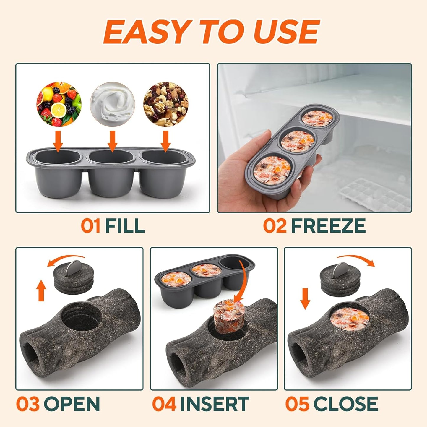 AUSCAT Dog Enrichment Toys, Dog Frozen Treat Toys to Keep Them Busy, Interactive Dog Toys for Aggressive Chewers, Stuffable Dog Toys, Stump Shape