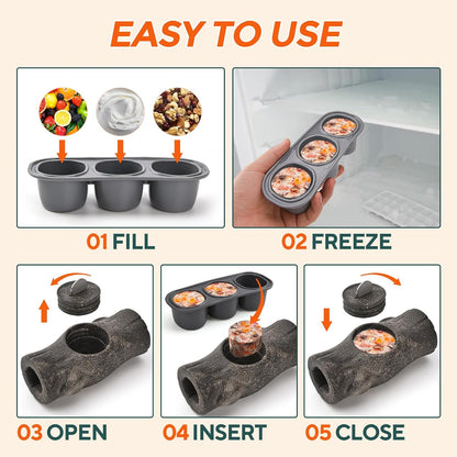 AUSCAT Dog Enrichment Toys, Dog Frozen Treat Toys to Keep Them Busy, Interactive Dog Toys for Aggressive Chewers, Stuffable Dog Toys, Stump Shape