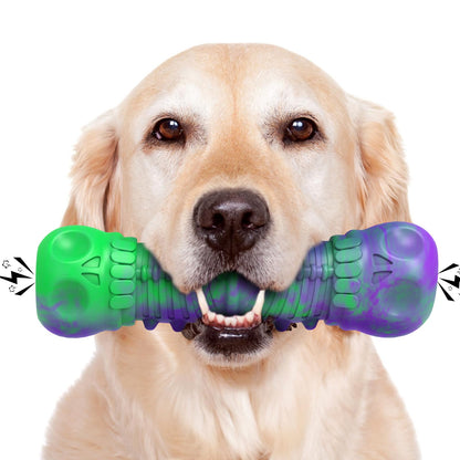 HETOO Dog Chew Toys Indestructible Dog Toys for Large Medium Breed Durable Rubber Squeaky Toy for Aggressive Chewers Tough Strong Bone Outdoor Interactive Dog Toys Birthday Gifts Purple