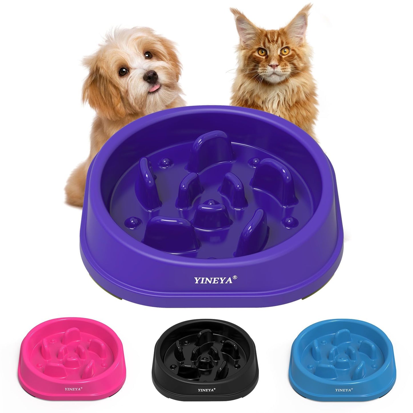 YINEYA 4 Cups Slow Feeder Dog Bowls Large Breed, Anti-Choking Pet Supplies, Maze Dog Food Bowl, Puzzle FeederThat Slow Down Eating