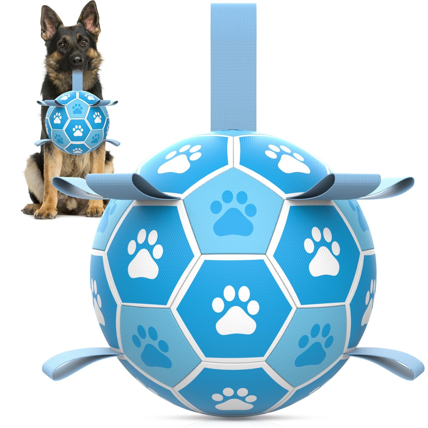 HETOO Dog Ball Toy Dog Football: Interactive Dog Balls with Webbing, Durable High Bounce Floating Dog Toys Balls for Dog Birthday Gifts Indoor & Outdoor Purple Blue Medium (6 Inch)
