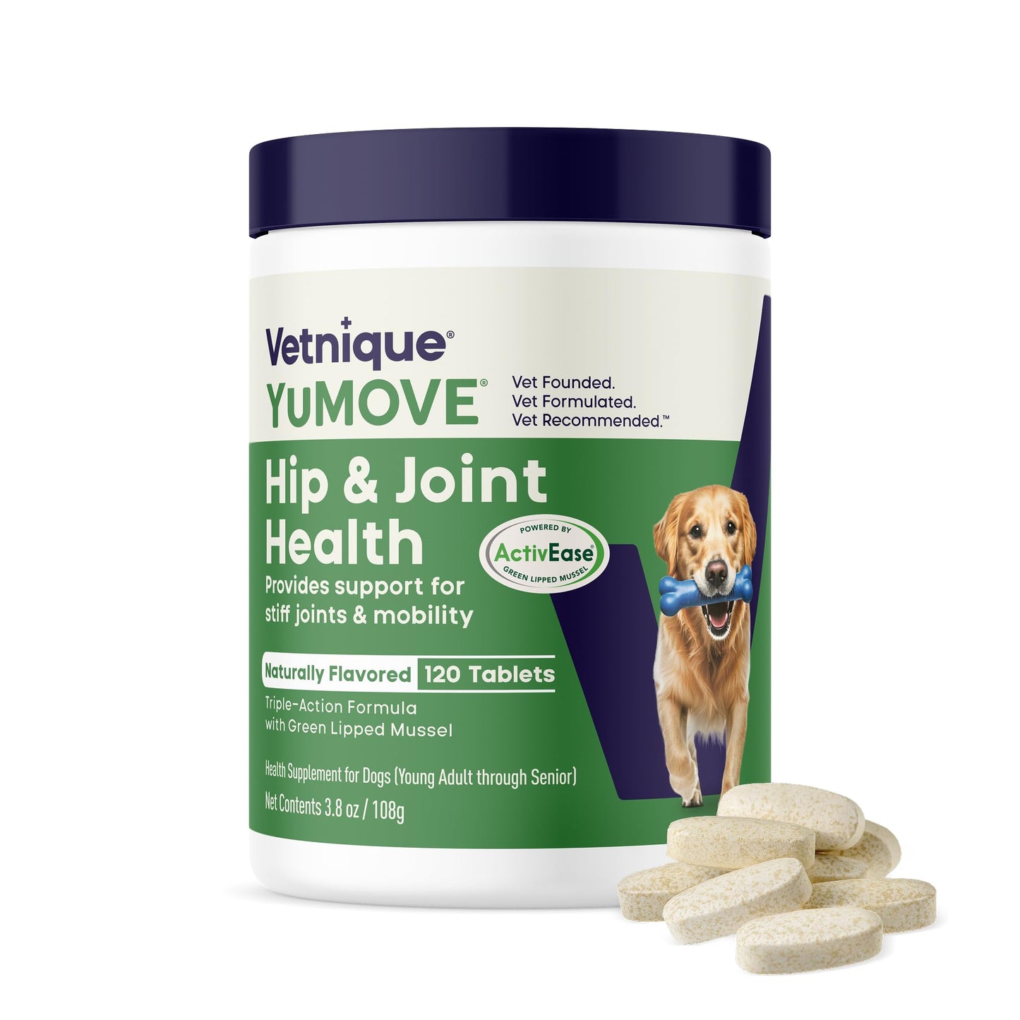 YuMOVE Joint Supplement for Dogs, Essential Dog Hip and Joint Aid for Stiff Adult Dogs with Glucosamine, Chondroitin & Green Lipped Mussel, 60 Tablets