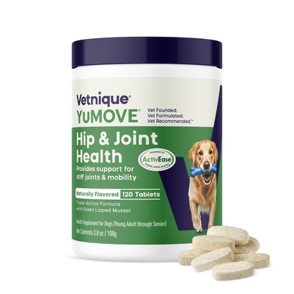 YuMOVE Joint Supplement for Dogs, Essential Dog Hip and Joint Aid for Stiff Adult Dogs with Glucosamine, Chondroitin & Green Lipped Mussel, 60 Tablets