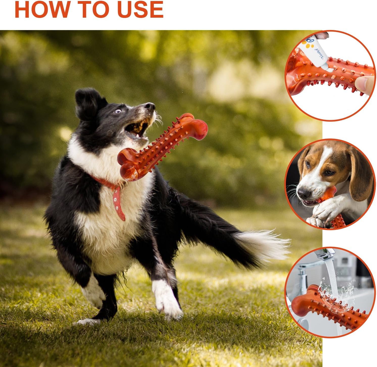 Dog Chew Toys, Indestructible Dog Toys for Aggressive Chewers, Tough Rubber Bone Teething Toy Birthday Gifts for Small Medium Large Dogs