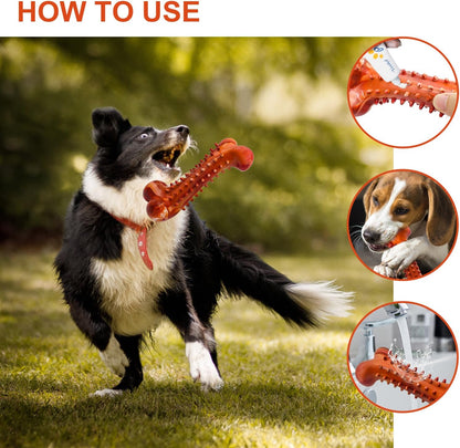 Dog Chew Toys, Indestructible Dog Toys for Aggressive Chewers, Tough Rubber Bone Teething Toy Birthday Gifts for Small Medium Large Dogs