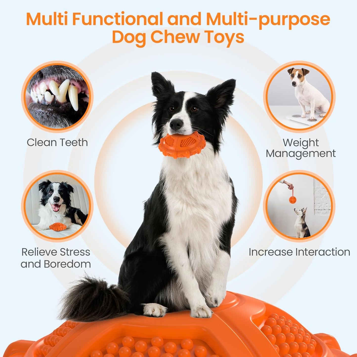 MASBRILL Dog Toys Indestructible, Squeaky Chew Toy for Aggressive Chewer, Tough Pet Toys for Boredom Small Medium Large Breeds, Milk Flavor Interactive Dog Teething for Birthday Present,Orange