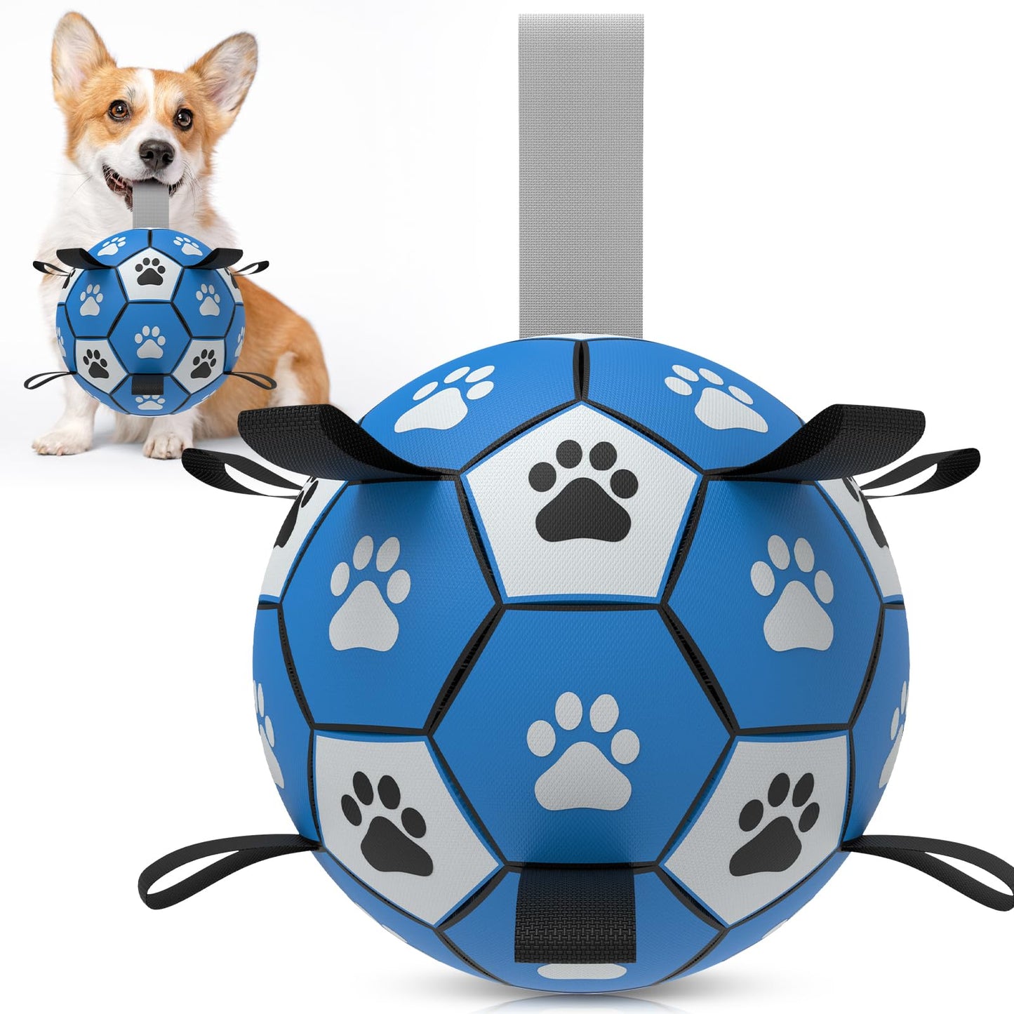 HETOO Dog Soccer Ball, Interactive Dog Toys for Doggies, Durable Dog Balls for Small & Medium Dogs Red White (6 inch)