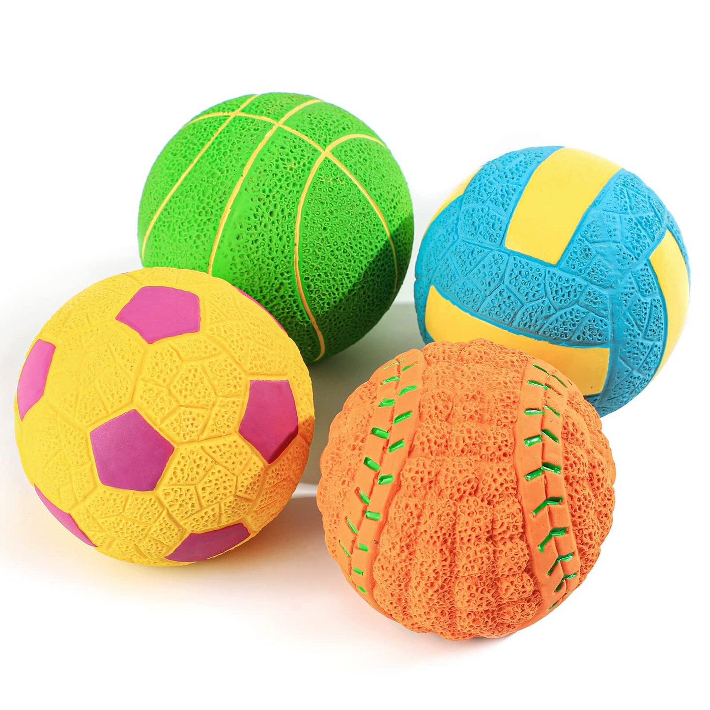 SCHITEC Squeaky Dog Balls, [4 Pack] Interactive Latex Rubber Squeak Dog Toys, 2.4'' Soft Bouncy Fetch Play Ball Toy for Small Dogs Puppies
