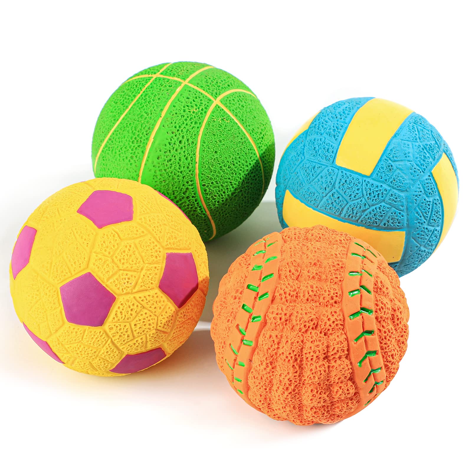 SCHITEC Squeaky Dog Balls, [4 Pack] Interactive Latex Rubber Squeak Dog Toys, 2.4'' Soft Bouncy Fetch Play Ball Toy for Small Dogs Puppies