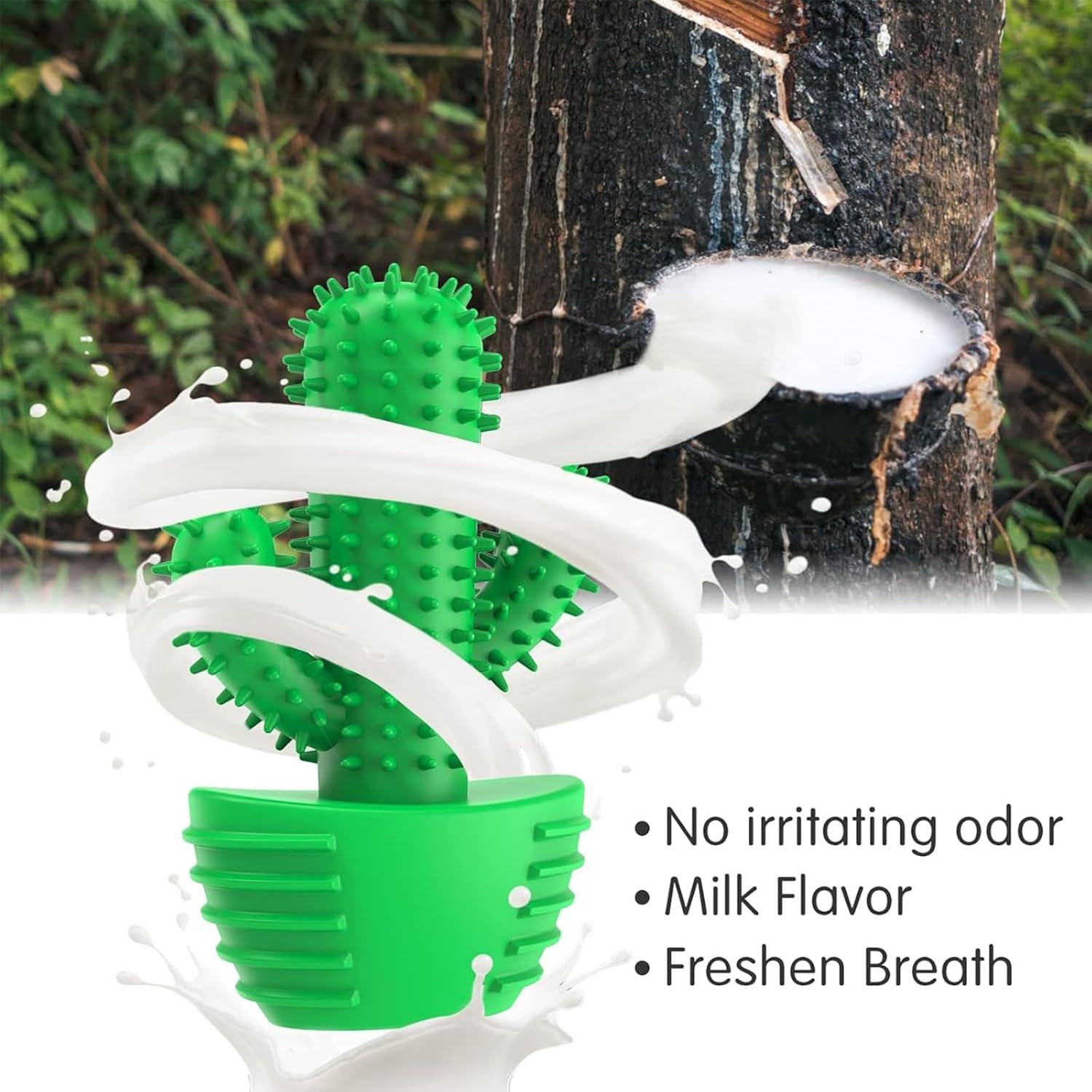 HETOO Indestructible Dog Chew Toys for Aggressive Chewers: Tough Durable Dog Squeaky Toys Dog Toothbrush for Teeth Cleaning, Gifts for Dogs (Cactus)