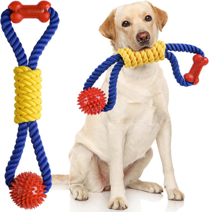 Aitmexcn Dog Rope Toys for Large Medium Breed Chewers – 37 Inch 5 Knots Indestructible Dog Chew Toys, Tough Tug of War Rope for Teeth Cleaning, Interactive Play