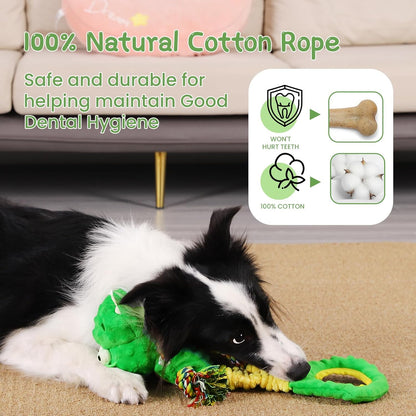 YINEYA Squeaky Dog Toys for Small, Puppy, Medium and Large，Interactive Dogs Toy For Boredom, Plush Soft Dogs Toy with Crinkle Paper, Fun Dinosaur Tough Dog Tug Toys