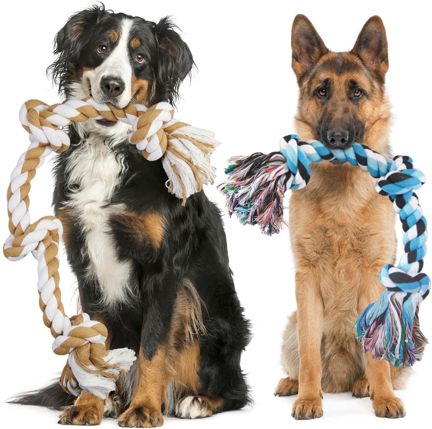 Large Dog Rope Toys For Aggressive Chewers, Size 105 cm, 6 Knot Tough Rope Chew Toys For Large Dogs, Indestructible 100% Non-Dye Cotton Rope For Large Breed Dog, Dogs Teething Chew Tug Toy