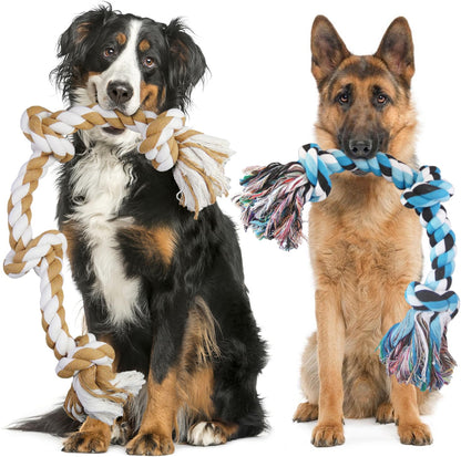Large Dog Rope Toys For Aggressive Chewers, Size 105 cm, 6 Knot Tough Rope Chew Toys For Large Dogs, Indestructible 100% Non-Dye Cotton Rope For Large Breed Dog, Dogs Teething Chew Tug Toy