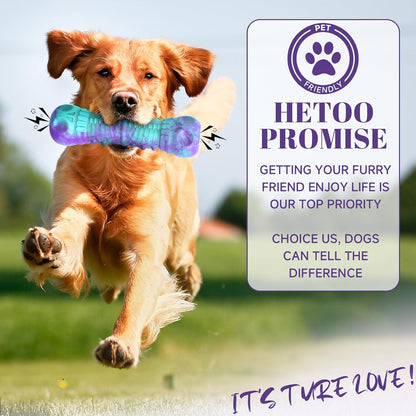 HETOO Dog Chew Toys Indestructible Dog Toys for Large Medium Breed Durable Rubber Squeaky Toy for Aggressive Chewers Tough Strong Bone Outdoor Interactive Dog Toys Birthday Gifts Purple