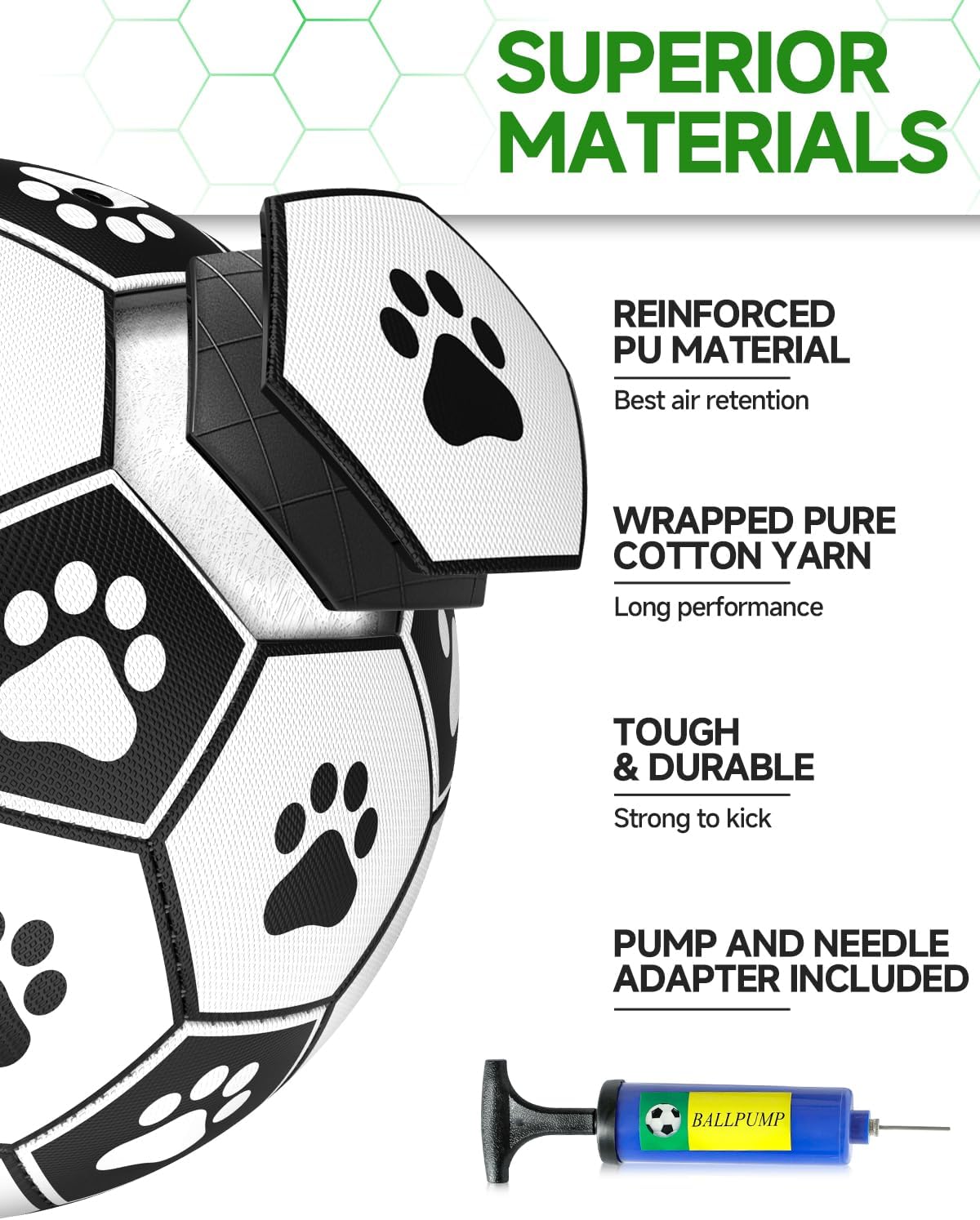 HETOO Dog Balls, Dog Football Toys with Webbing, Interactive Dog Ball Toys for Touring, Durable High Bounce Floating Dog Toy Balls for Dog Birthday Gifts Indoor & Outdoor Medium (6 Inch)
