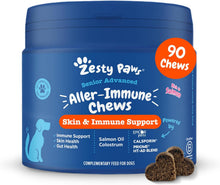 Zesty Paws Senior Aller-Immune Chews for Older Dogs | Supports Immune Function, Gut, Skin & Coat Health, For Itchy, Dry Skin | With Salmon, Probiotics, Postbiotics, Vitamin A | Daily Use | 90 Chews