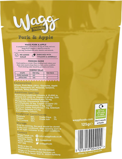 Wagg Tasties Tasty Bites Pork & Apple Dog Treats 125g (Pack of 7) - Oven Baked