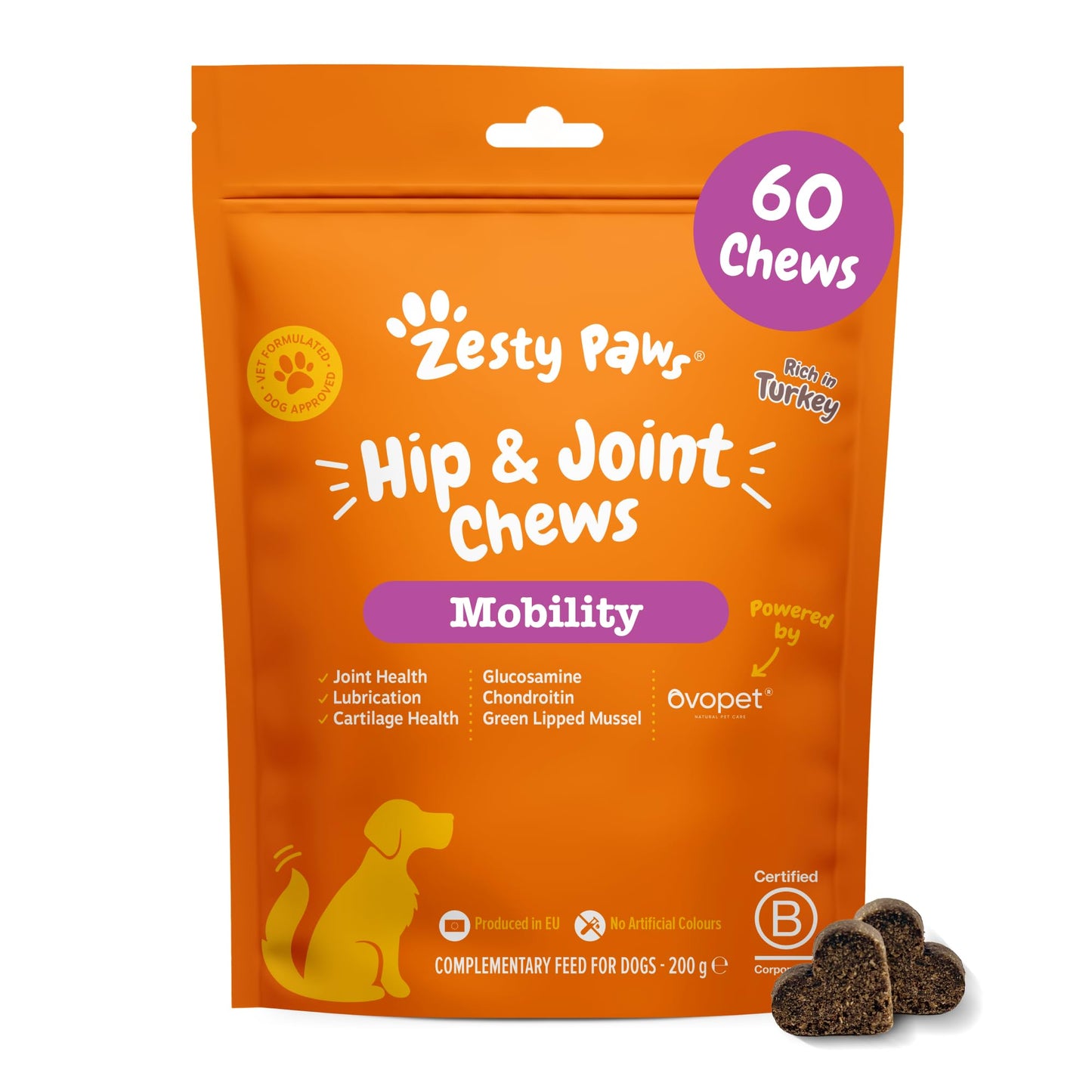 Zesty Paws Hip & Joint Chews for Dogs | Supports Joint Flexibility, Mobility, Healthy Cartilage & Helps Soothe Stiff Joints | With Glucosamine, Chondroitin, Green-Lipped Mussel | Daily Use | 90 Chews