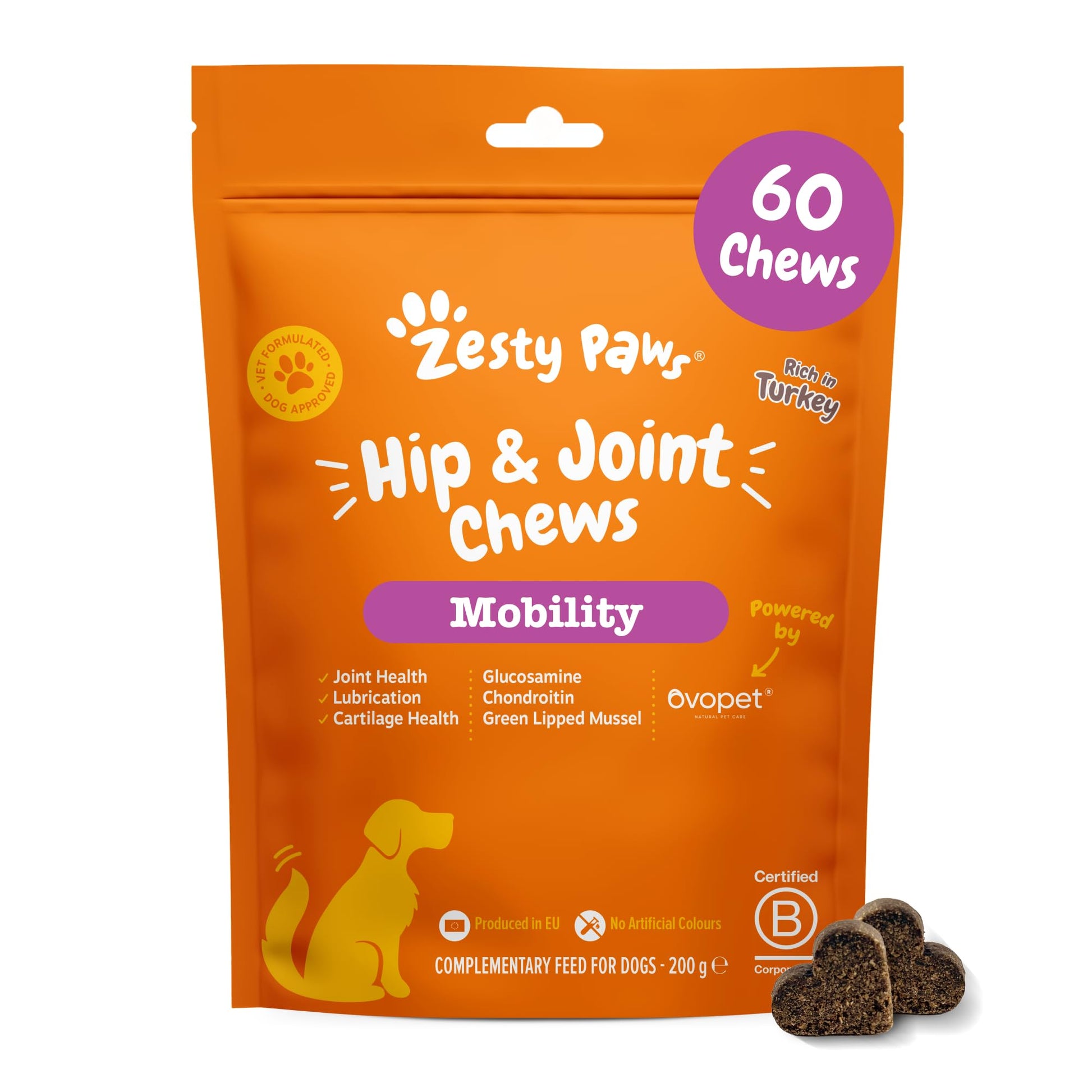 Zesty Paws Hip & Joint Chews for Dogs | Supports Joint Flexibility, Mobility, Healthy Cartilage & Helps Soothe Stiff Joints | With Glucosamine, Chondroitin, Green-Lipped Mussel | Daily Use | 90 Chews