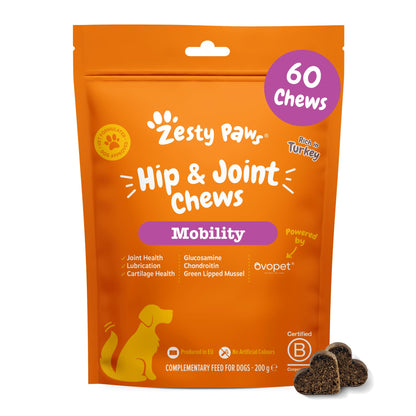 Zesty Paws Hip & Joint Chews for Dogs | Supports Joint Flexibility, Mobility, Healthy Cartilage & Helps Soothe Stiff Joints | With Glucosamine, Chondroitin, Green-Lipped Mussel | Daily Use | 90 Chews