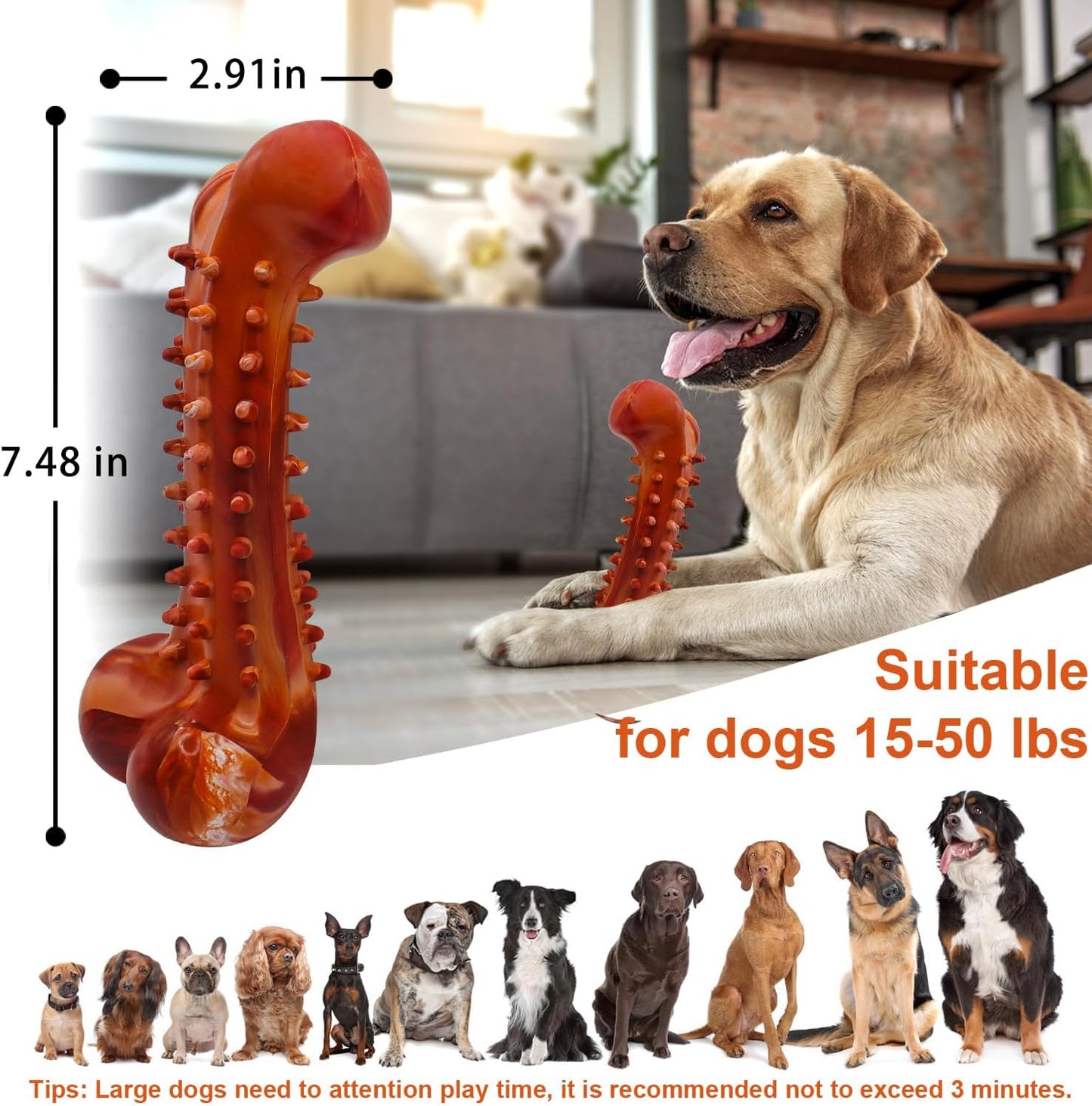 Dog Chew Toys, Indestructible Dog Toys for Aggressive Chewers, Tough Rubber Bone Teething Toy Birthday Gifts for Small Medium Large Dogs