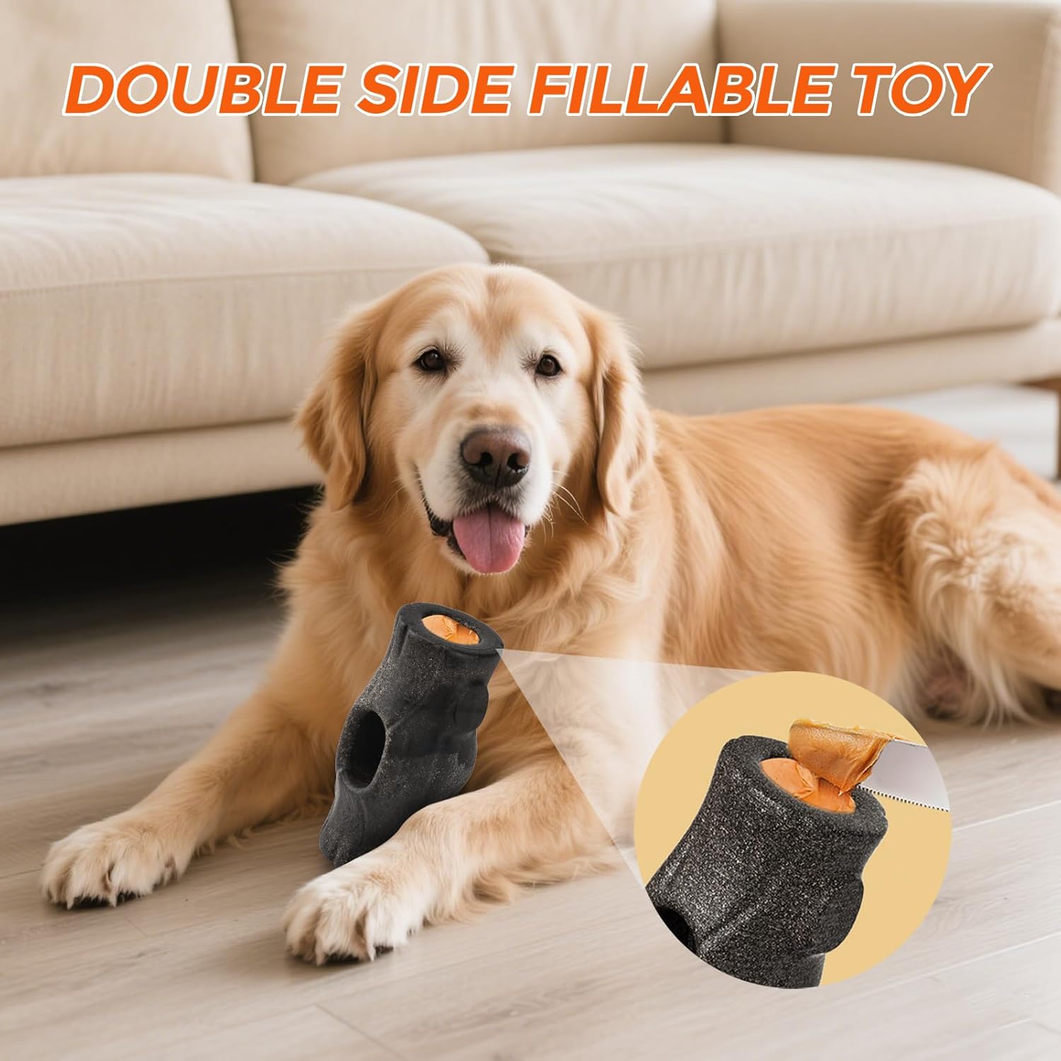AUSCAT Dog Enrichment Toys, Dog Frozen Treat Toys to Keep Them Busy, Interactive Dog Toys for Aggressive Chewers, Stuffable Dog Toys, Stump Shape
