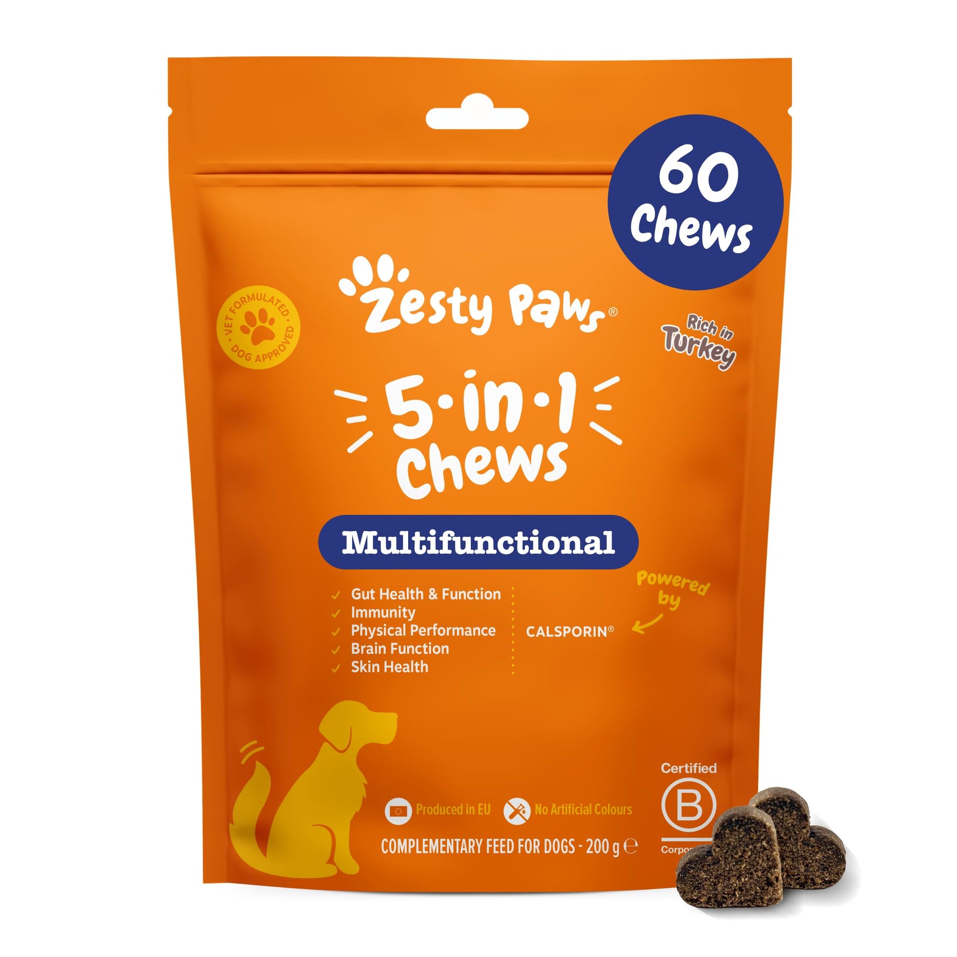Zesty Paws 9 in 1 Multivitamins for Senior Dogs | Supports Joints, Skin, Eyes, Brain Function, Immune System, Urinary Tract, Heart & Gut Health| Vitamin A, B & C, Folic Acid, Biotin | 60 Chews