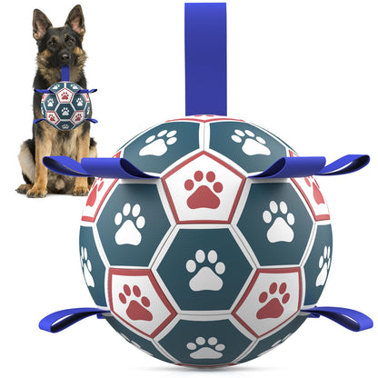 HETOO Dog Ball Toy Dog Football: Interactive Dog Balls with Webbing, Durable High Bounce Floating Dog Toys Balls for Dog Birthday Gifts Indoor & Outdoor Purple Blue Medium (6 Inch)