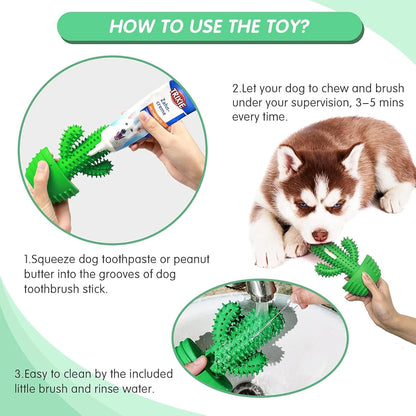HETOO Indestructible Dog Chew Toys for Aggressive Chewers: Tough Durable Dog Squeaky Toys Dog Toothbrush for Teeth Cleaning, Gifts for Dogs (Cactus)