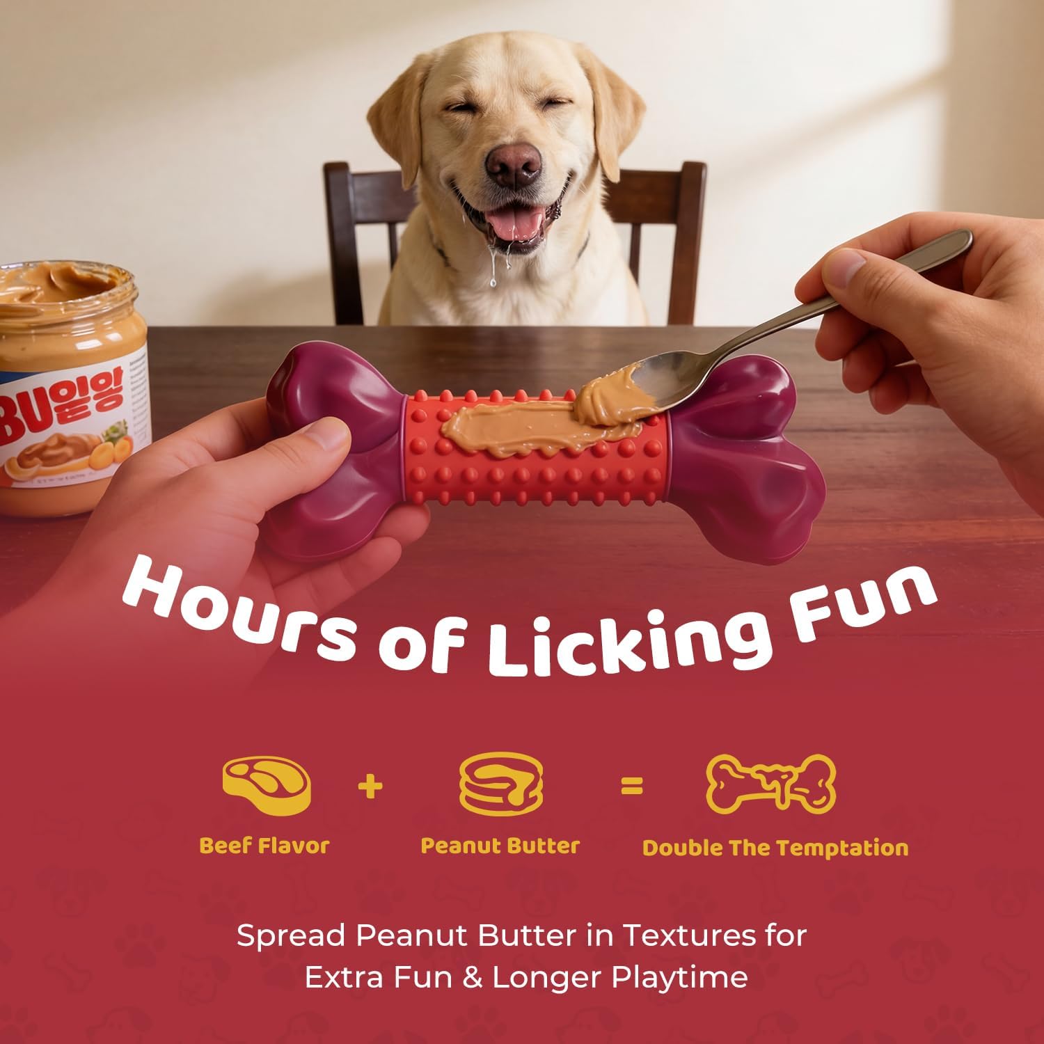 Tough Dog Toys for Medium Large Dogs: Almost Indestructible Dog Toys for Aggressive Chewers, Dog Chew Toys for Teething, Strong Dog Toys for Boredom Hard Nylon & Natural Rubber, Beef Flavour