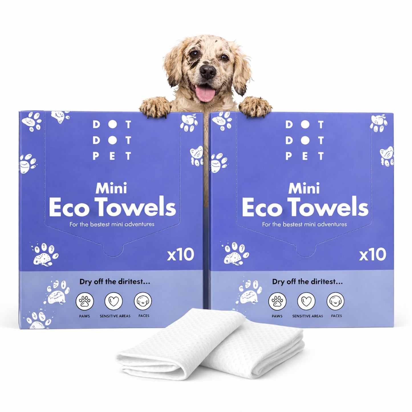 Eco Mini Dog Towels for Drying Dogs (10 Pack) - Natural Fibre, Super-Absorbent Small Dog Drying Towels, Plastic-Free & Skin-Kind - Dog Cleaning Wipes Ideal for Mud, Wet Dogs & Bath Time