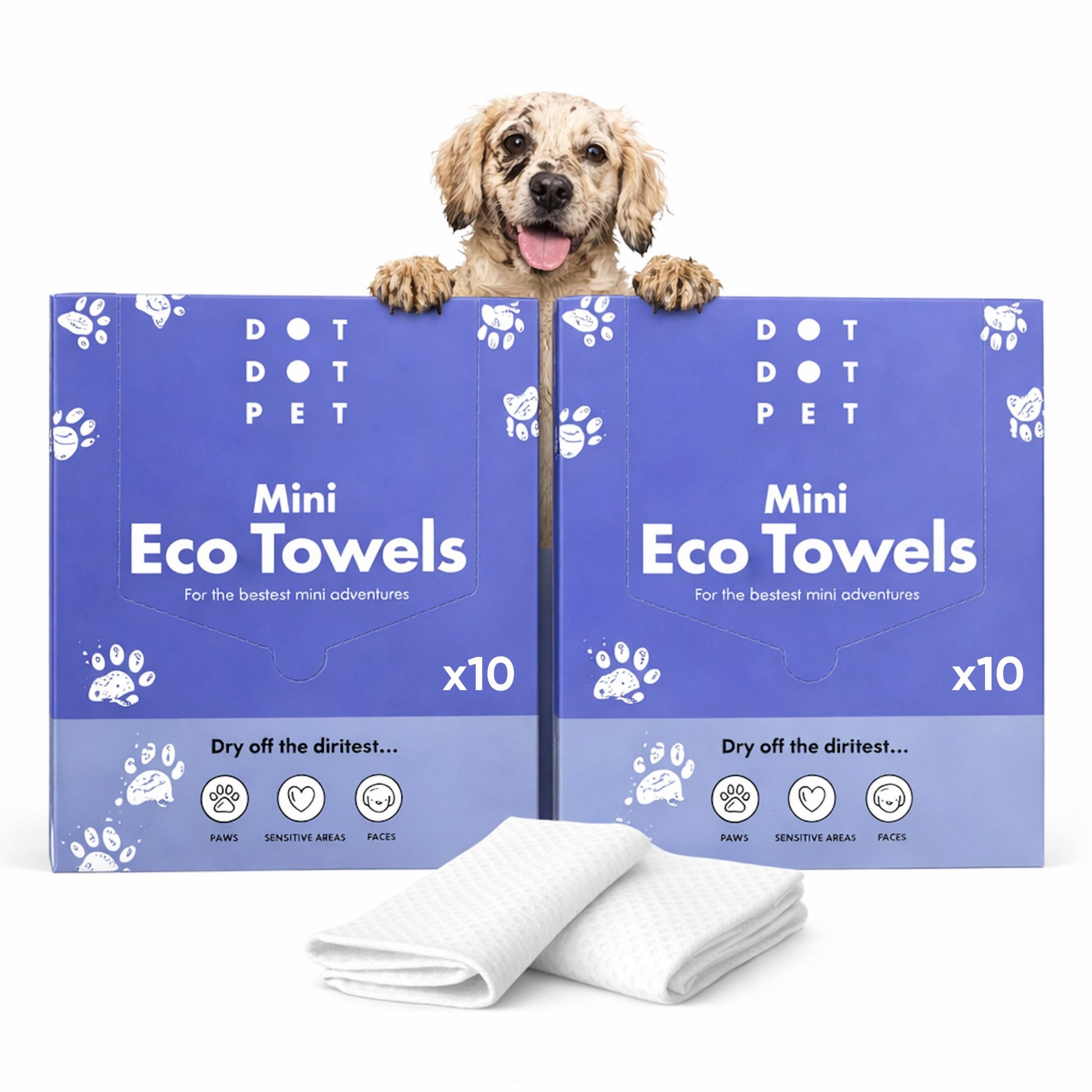 Eco Dog Towels for Drying Dogs (20 Pack) - Natural Fibre, Super-Absorbent Dog Drying Towels - Plastic-Free & Skin-Kind - Dog Cleaning Wipes Ideal for Muddy Walks, Wet Dogs & Bath Time