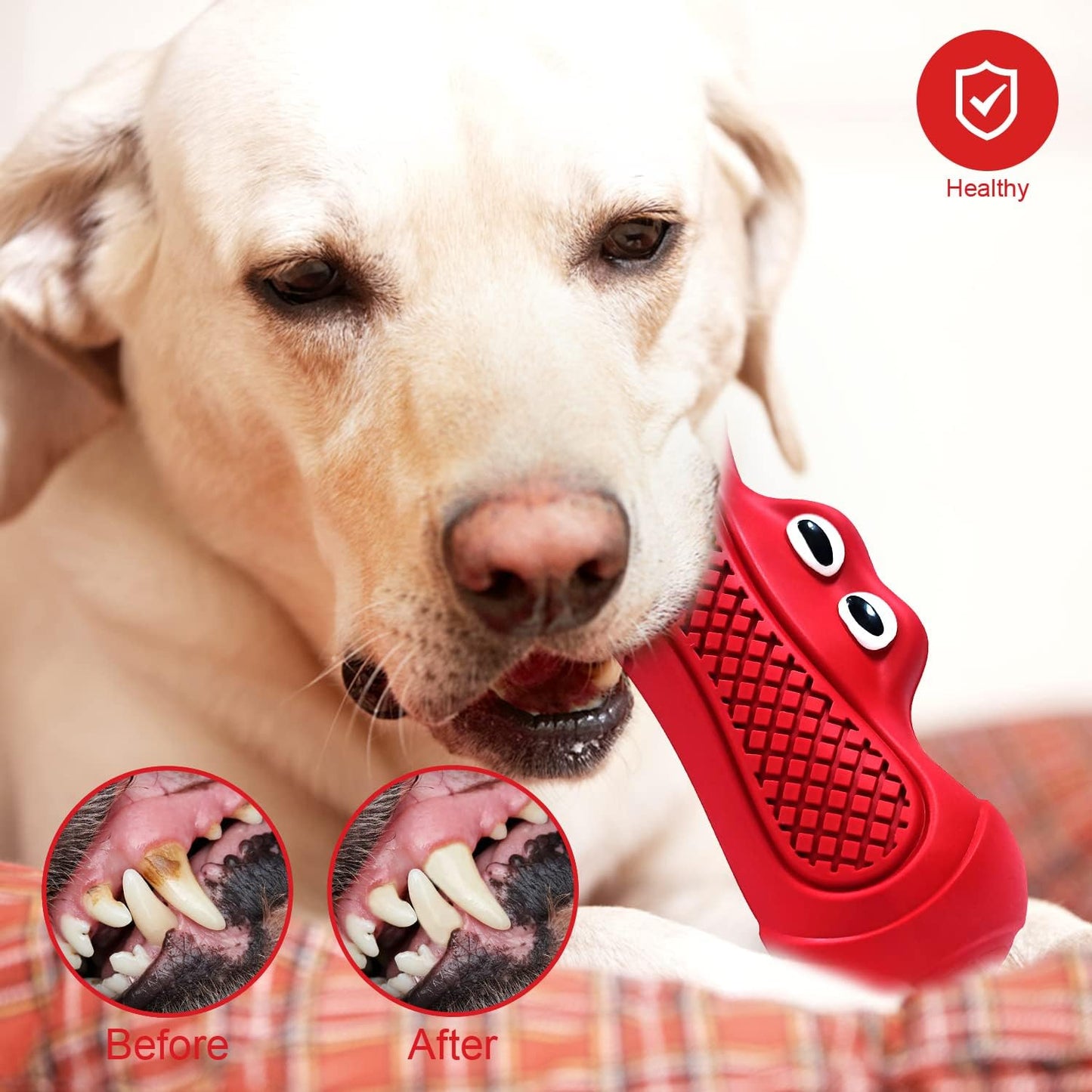 Dog Toys Indestructible Dog Toy Tough Squeaky Dogs Chew Toys, Rubber Toys for Training Teeth Cleaning Playing and Chewing for Medium Breeds