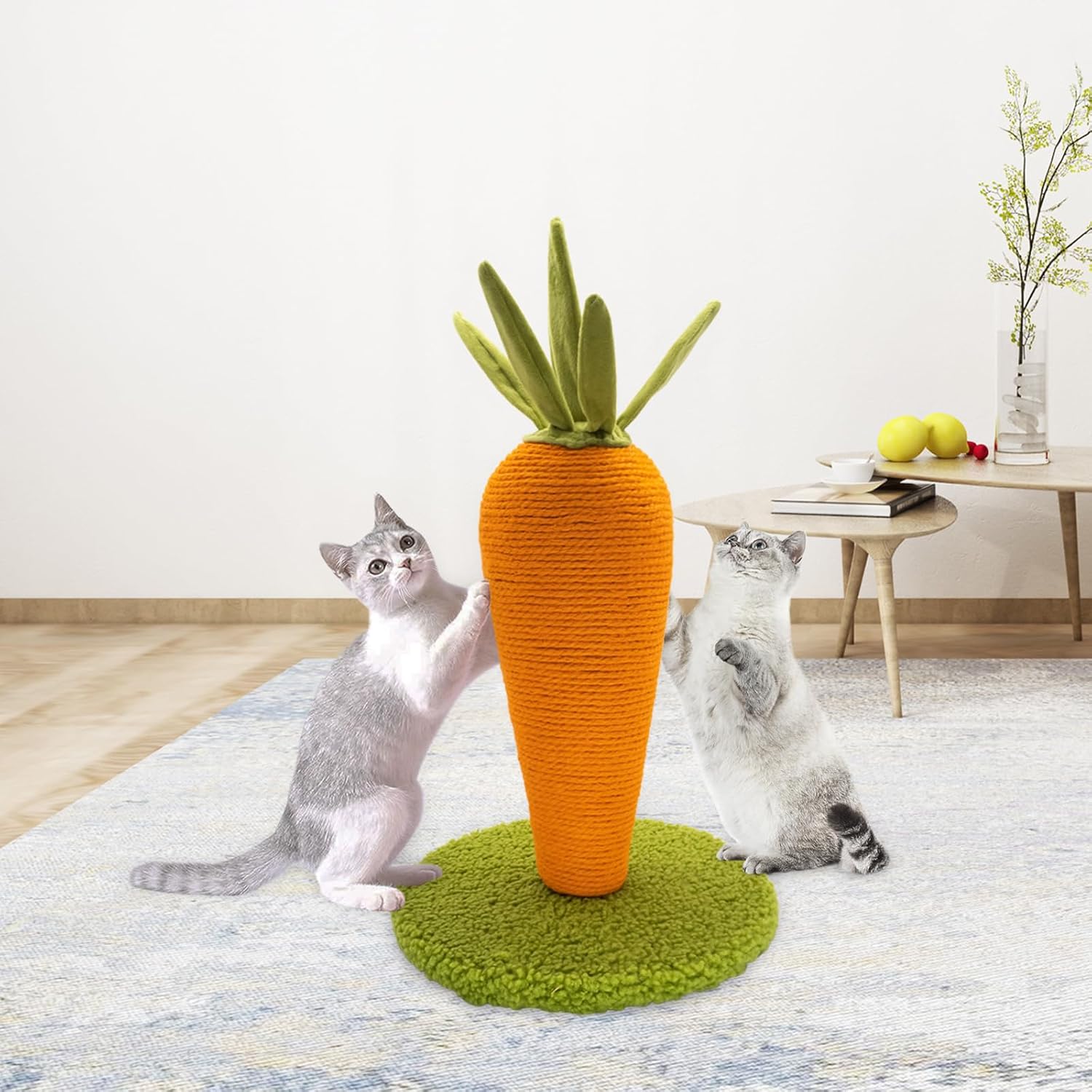 AUSCAT Cat Scratching Post, Cute Carrot Scratching Post, Nature Sisal Cat Scratcher for Indoor Cats and Kittens